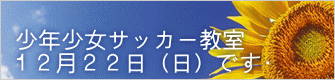 少年少女サッカ－教室 １２月２２日（日）です⚽